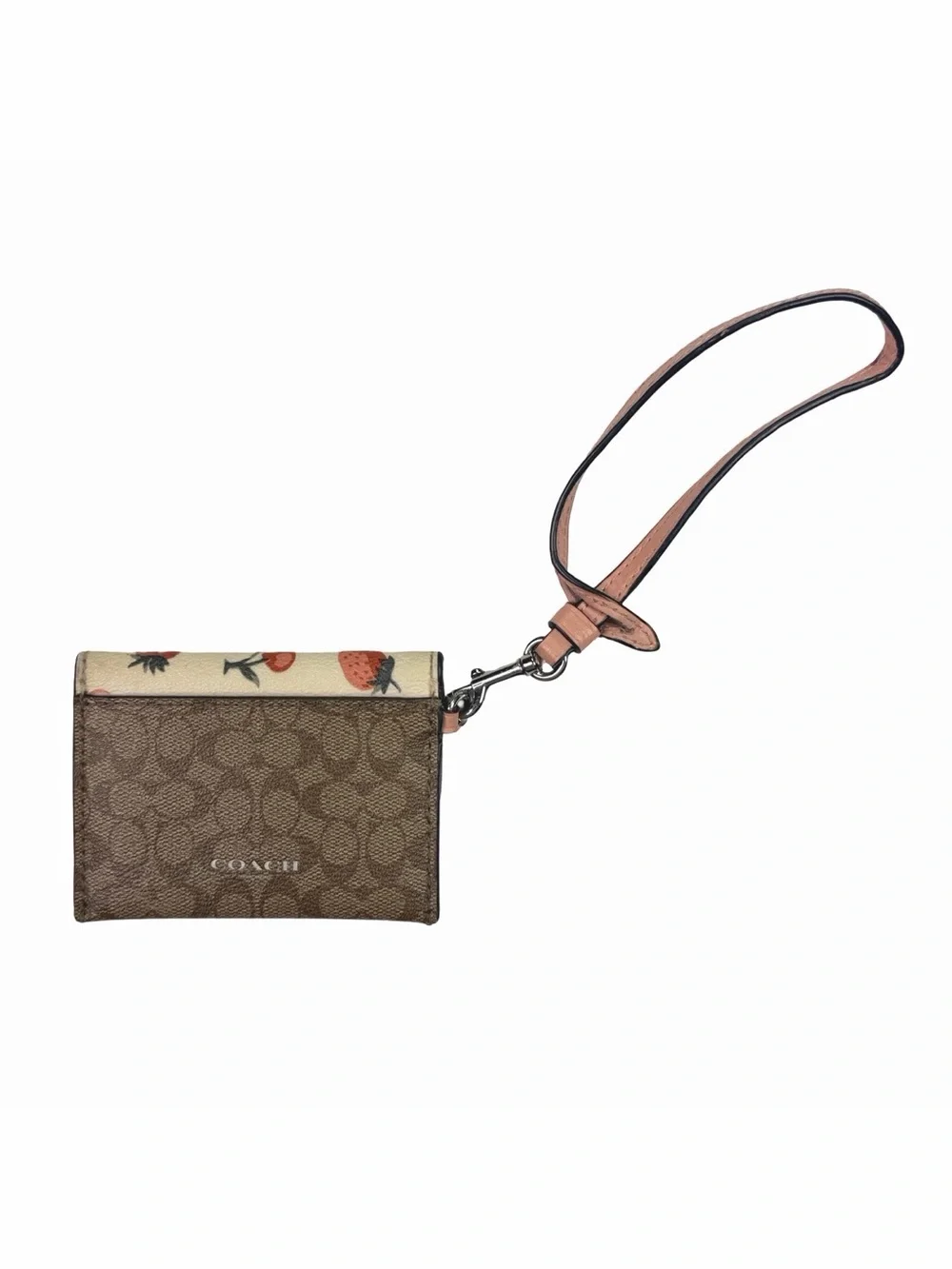 COACH F59176 Card Pouch In Signature Canvas With Fruit Print - 4” x 3”